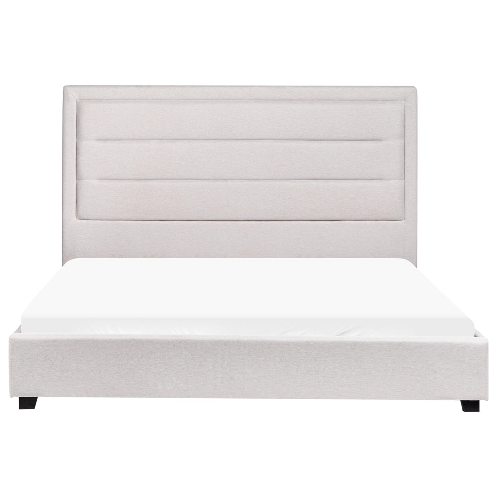 Letto matrimoniale in velluto beige chiaro 160 x 200 cm stile moderno