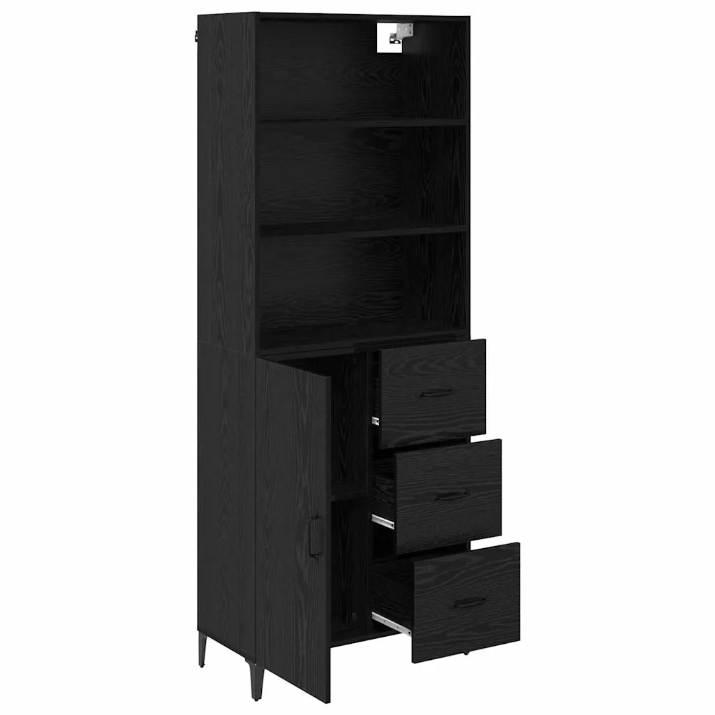 Credenza-Buffet-Armadio da cucina Rovere Nero 69,5 x 34 x 180 cm Legno multistrato 491978