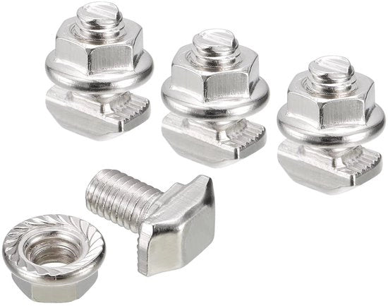 Set di viti T a testa a molla M5 x 10 mm e set di viti a flangia a 6 facce M5 per profili in alluminio 20 serie - 10 set di viti T a testa a molla M5 e viti a T con dado a slitta