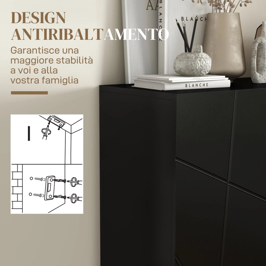 Scarpiera Moderna con Ripiani Regolabili ¨C Minimal ¨C Nero