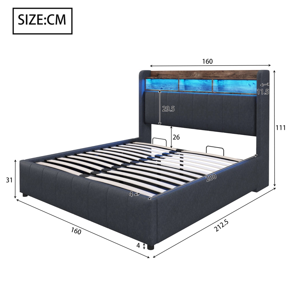 letto imbottito lino grigio 160 x 200 cm