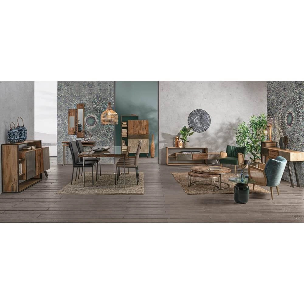 Poltrona Imbottita con Braccioli in Legno e Rattan - FLORENCE