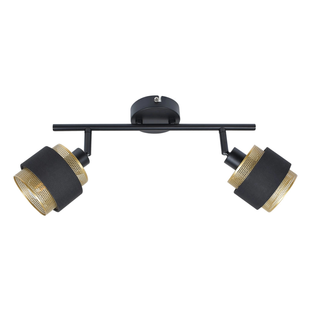 Faretto soffitto doppio orientabile nero oro 2xE14 Italux