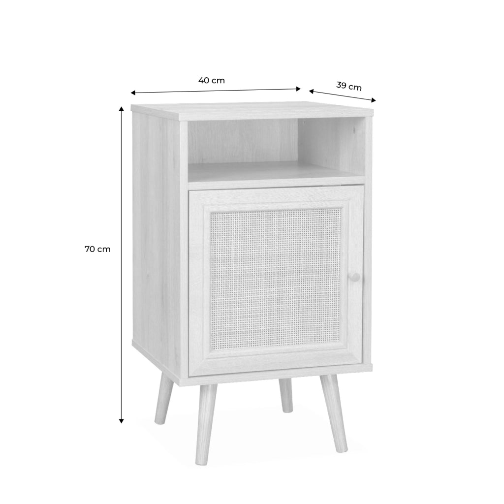 Comodino scandinavo in vimini, marrone naturale