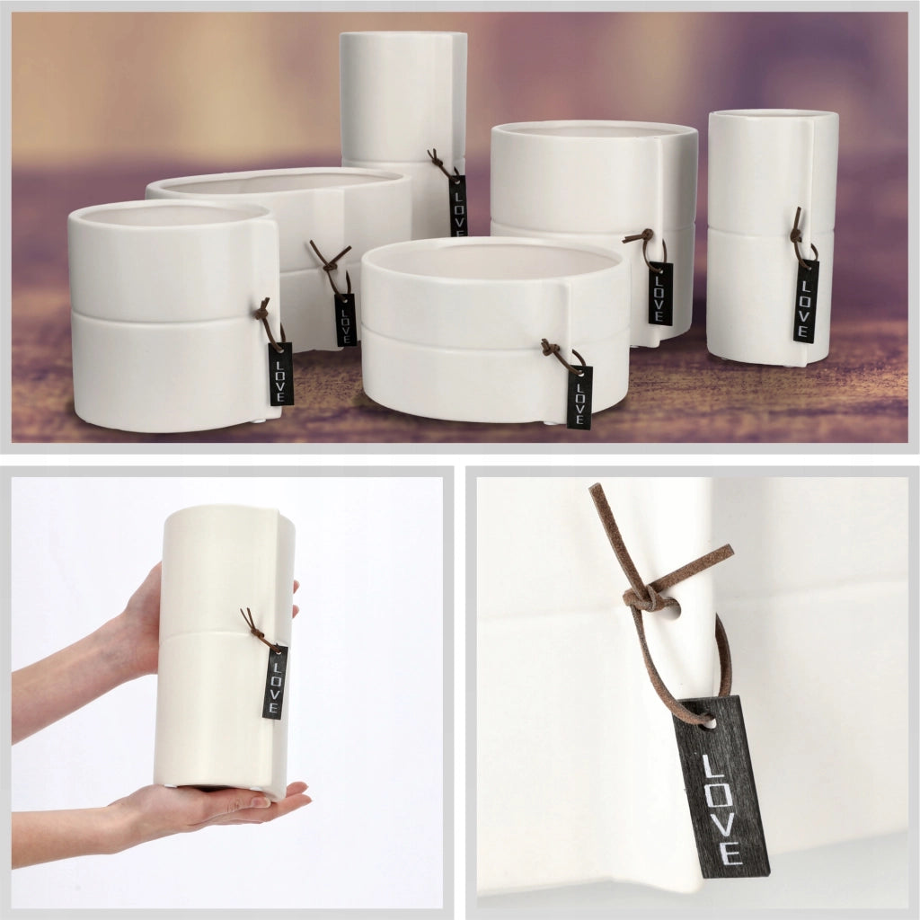 Vaso da fiori in ceramica KADAX, bianco, rotondo, 11 cm