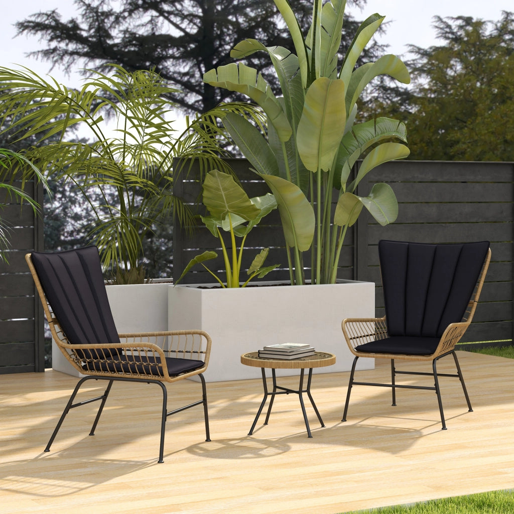 Ambientazione bistrot balcone: stile bohémien; impermeabile; 76x66x96 cm; nera