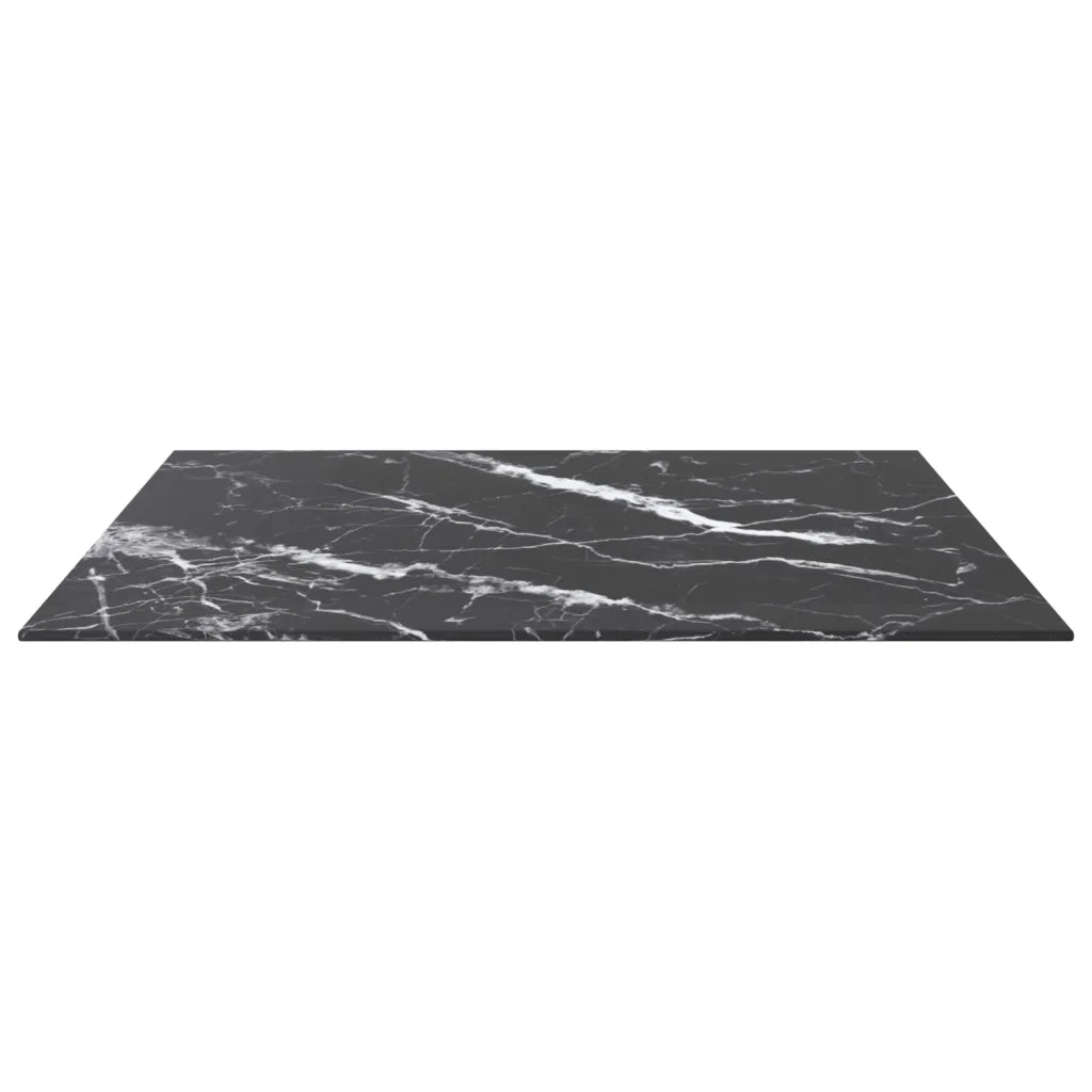 Piano Tavolo Nero 70x70 cm 6 mm Vetro Temperato Design Marmo 322272
