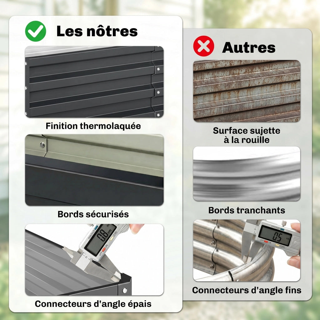 Fioriera rialzata rettangolare da giardino ¨C Xylo ¨C acciaio ondulato grigio 120x60x30,5 cm