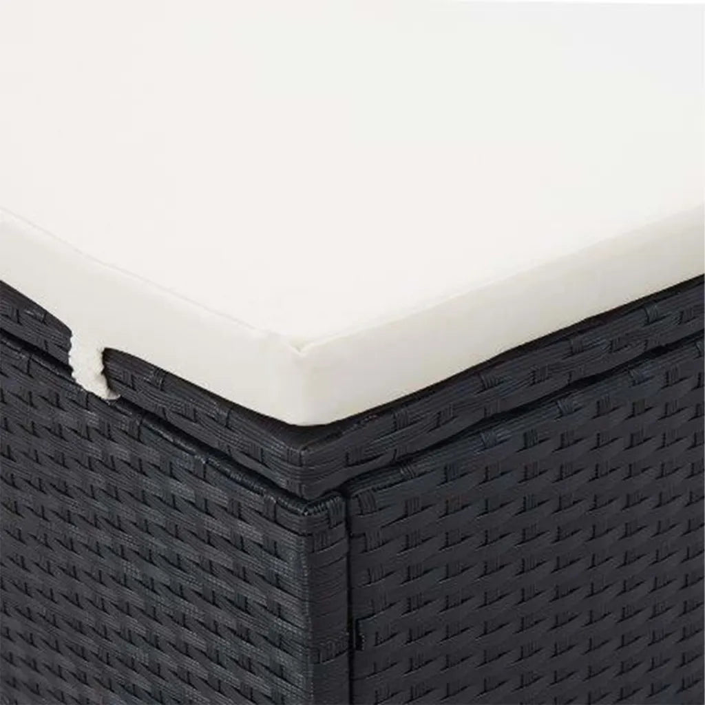Lettino Prendisole a 2 Posti con Cuscino in Polyrattan Nero 310235