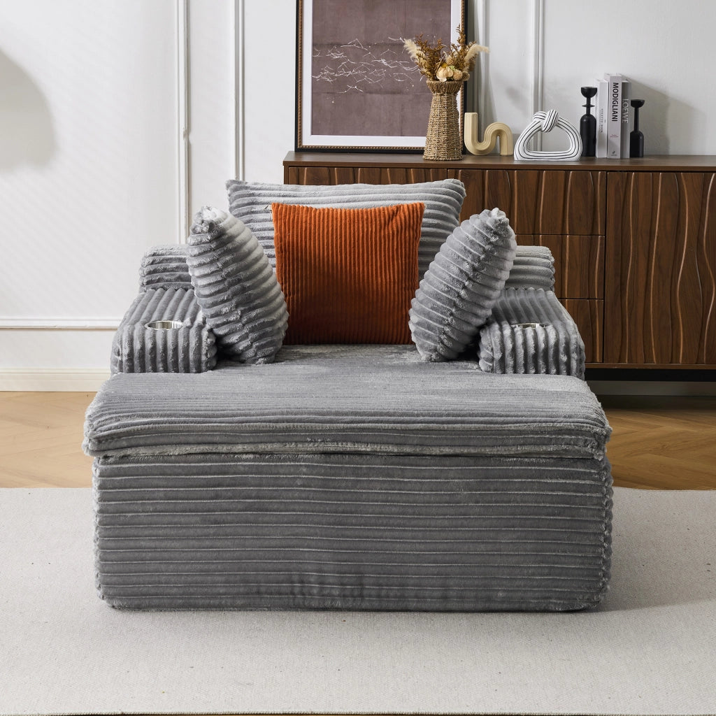 Divano letto con chaise longue ¨C zephmum ¨C grigio