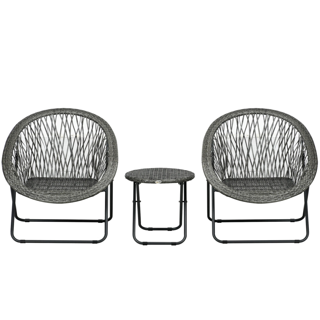 Set Tavolo e Sedie da Giardino ¨C zephmum ¨C Grigio, Polyrattan, Pieghevole