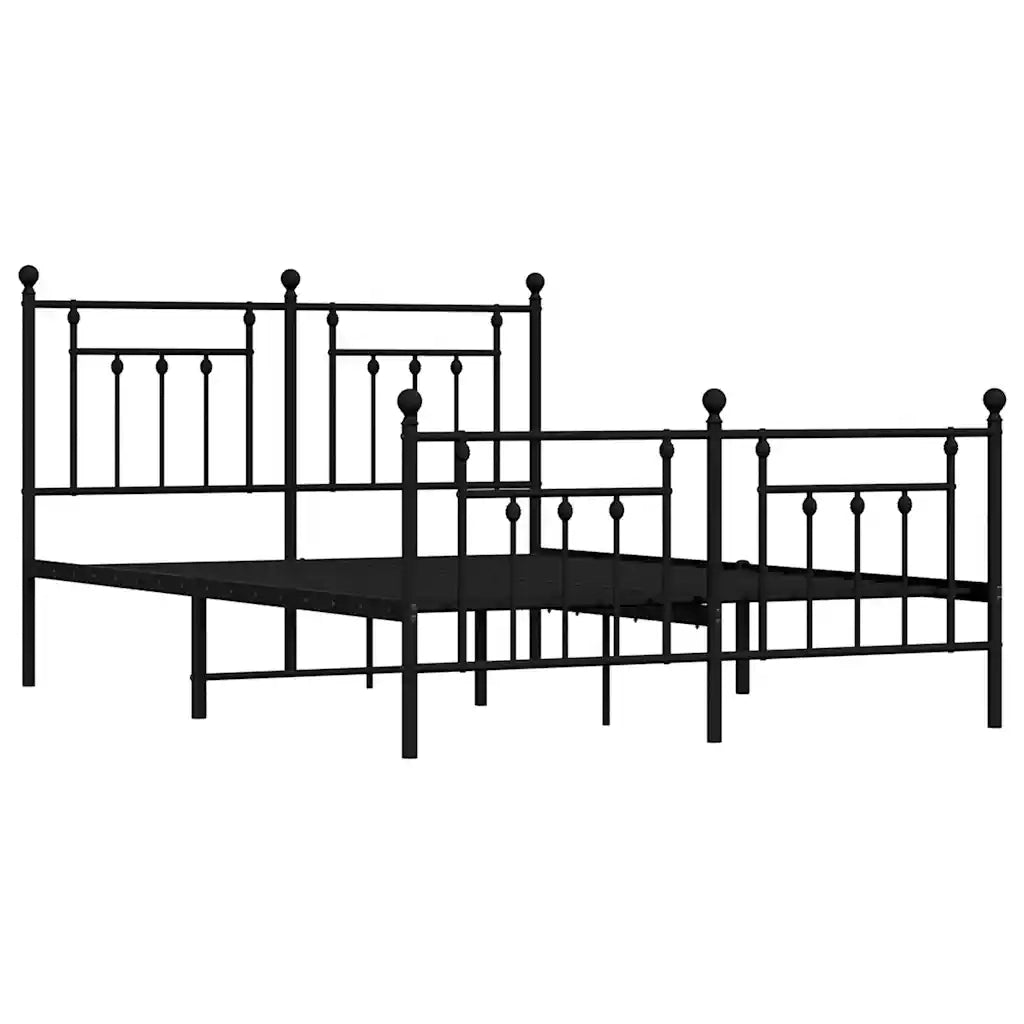 Giroletto con Testiera e Pediera-Struttura Letto Metallo Nero 150x200 cm 203473