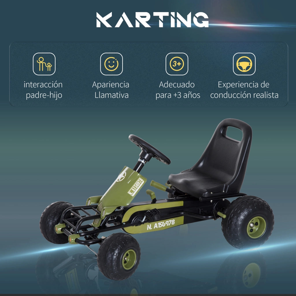 Go Kart Pedali per Bambini ¨C Zephmum ¨C Nero e Verde 99x65x56cm