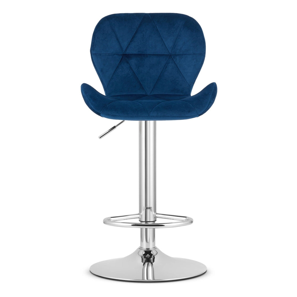 Set di 2 sgabelli bar West in velluto blu e cromo