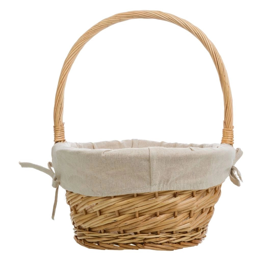 Set di 3 cestini in vimini marrone foderati