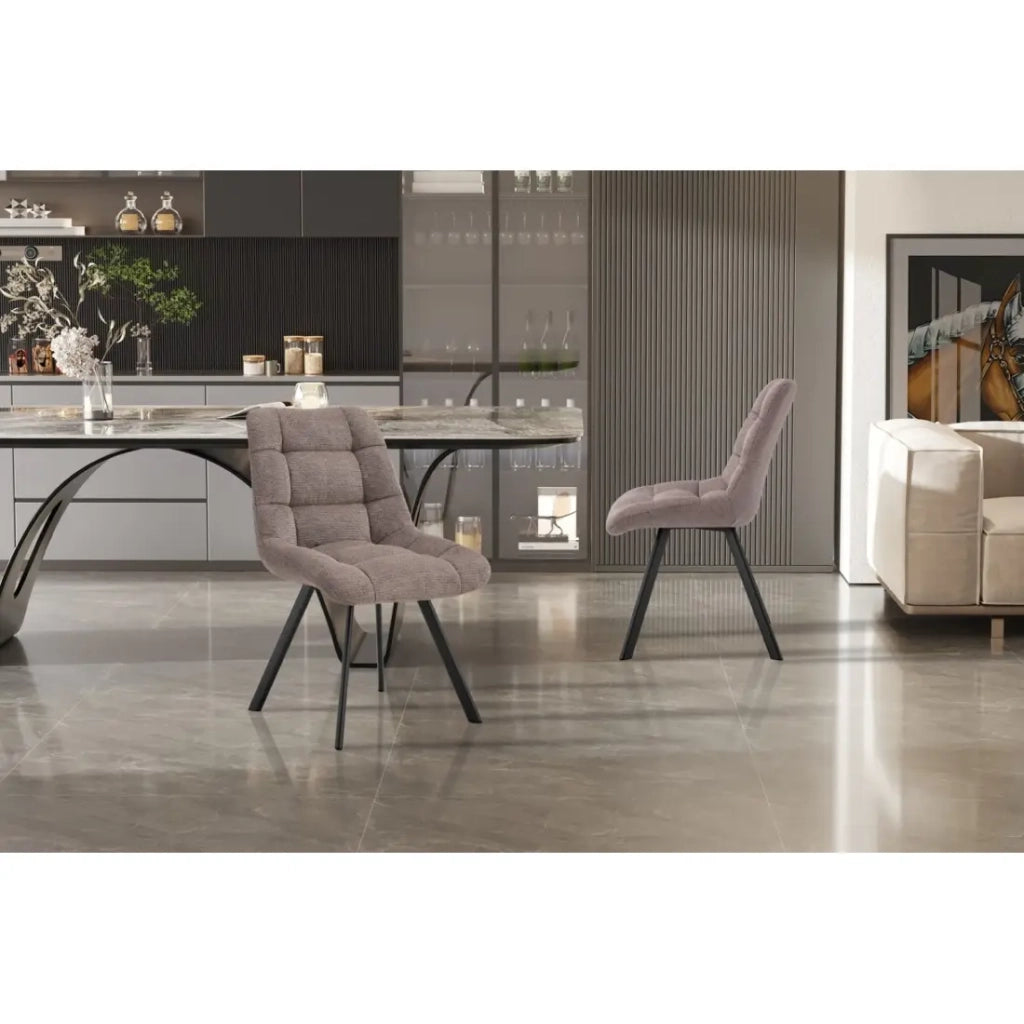 Set di 2 sedie VELMA - Tessuto pepe - Gambe in metallo - Design moderno - Eleganza naturale e contrastata