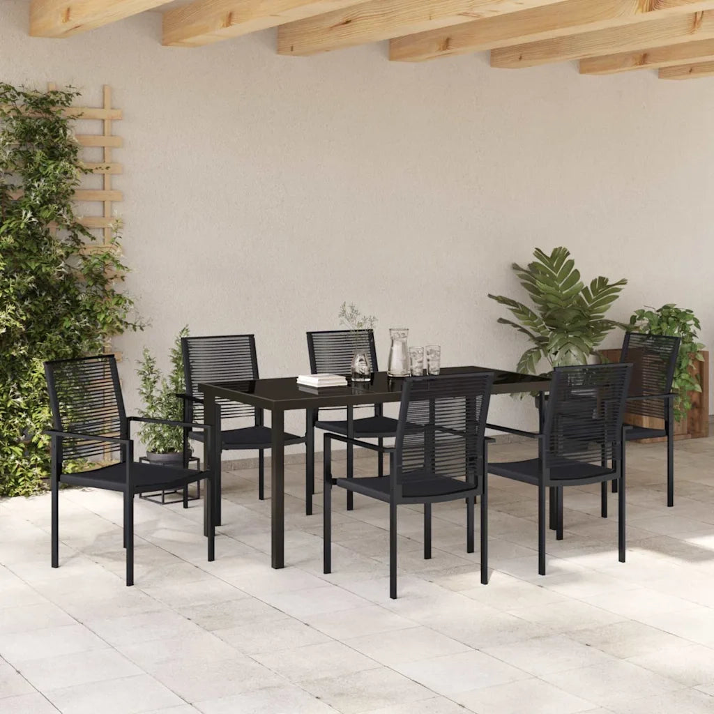 Set da Pranzo per Giardino 7 pcs Nero