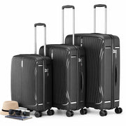 Set 3 Valigie Rigide ABS 90 59 38 Litri con Ruote Easy Roll e Lucchetto Nero