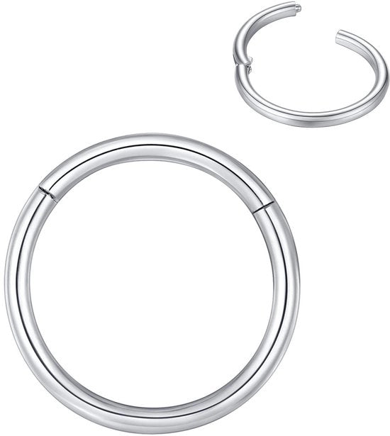 Piercing con Anello Segmentato Chirurgico in Acciaio 316L - Inclinabile - 1,6 mm di Diametro - 12 mm di Diametro Interno - Ipersensibilità Ridotta