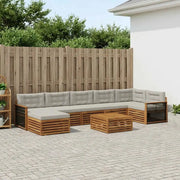 Set di divani da esterno 8 pcs Naturale e Grigio Chiaro 3383654