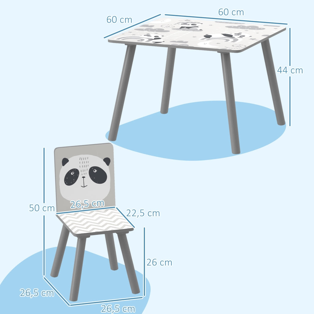 Set 2 Sedie e Tavolo Bambini ¨C Minimal ¨C Grigio e Bianco