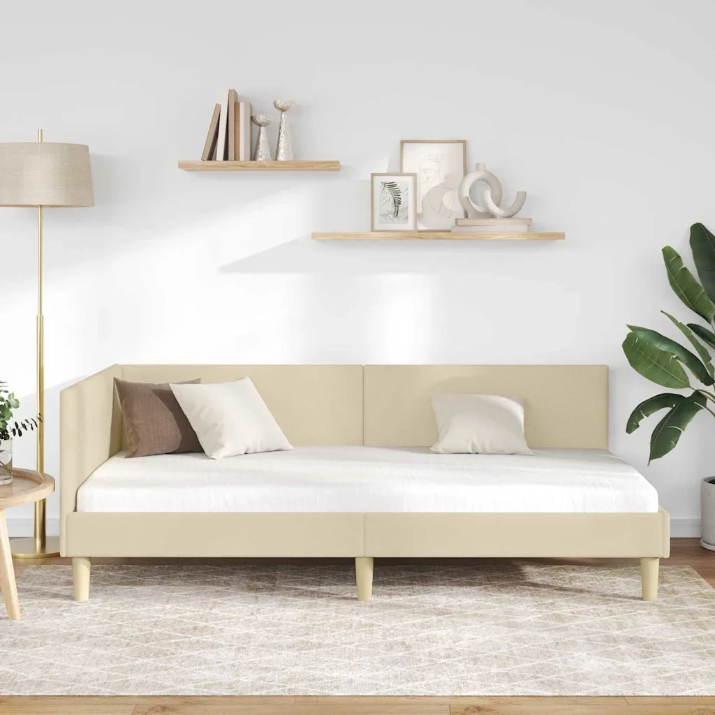 Cornice del letto ad angolo con testiera Crema 90 cm x 190 cm 42016187
