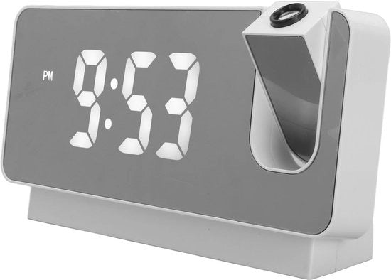 Proiettore da parete LED - Orologio digitale - 180° rotativo - Visualizzazione temperatura - Adatto per camera da letto - Porta di ricarica USB