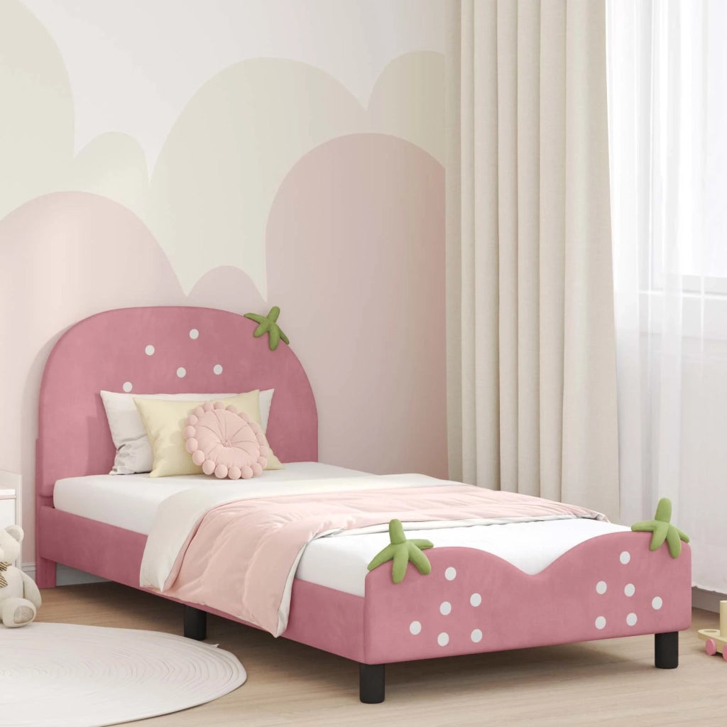 Struttura letto bambini con testata Rosa 90 x 190 cm Velluto