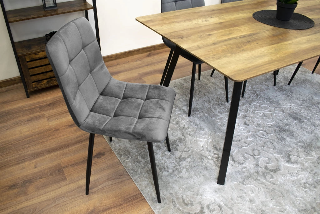 Sedia Valora PYRA in velluto grigio scuro, design moderno x4