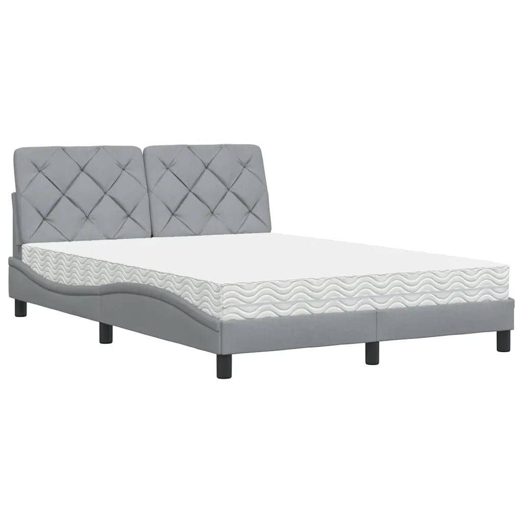 Letto con Materasso Grigio Chiaro 120x200cm Tessuto 3310727