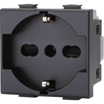 PRESA SCHUKO + SICUREZZA ABM - NERO VOLT 250 A 10/16 2P+T- 8 pezzi