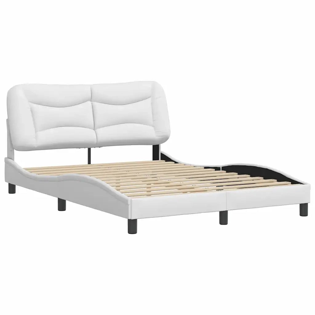 Letto matrimoniale | Letto per adulti | Giroletto senza Materasso Hvar Bianco 120x200 cm in Similpelle
