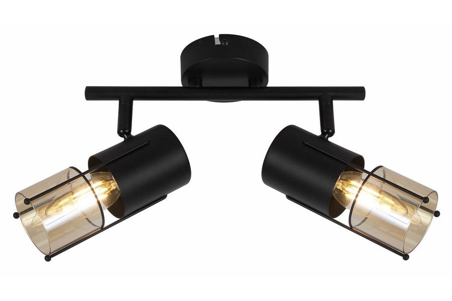 Plafoniera loft nera Scottie doppia 2xE14 40W Reality