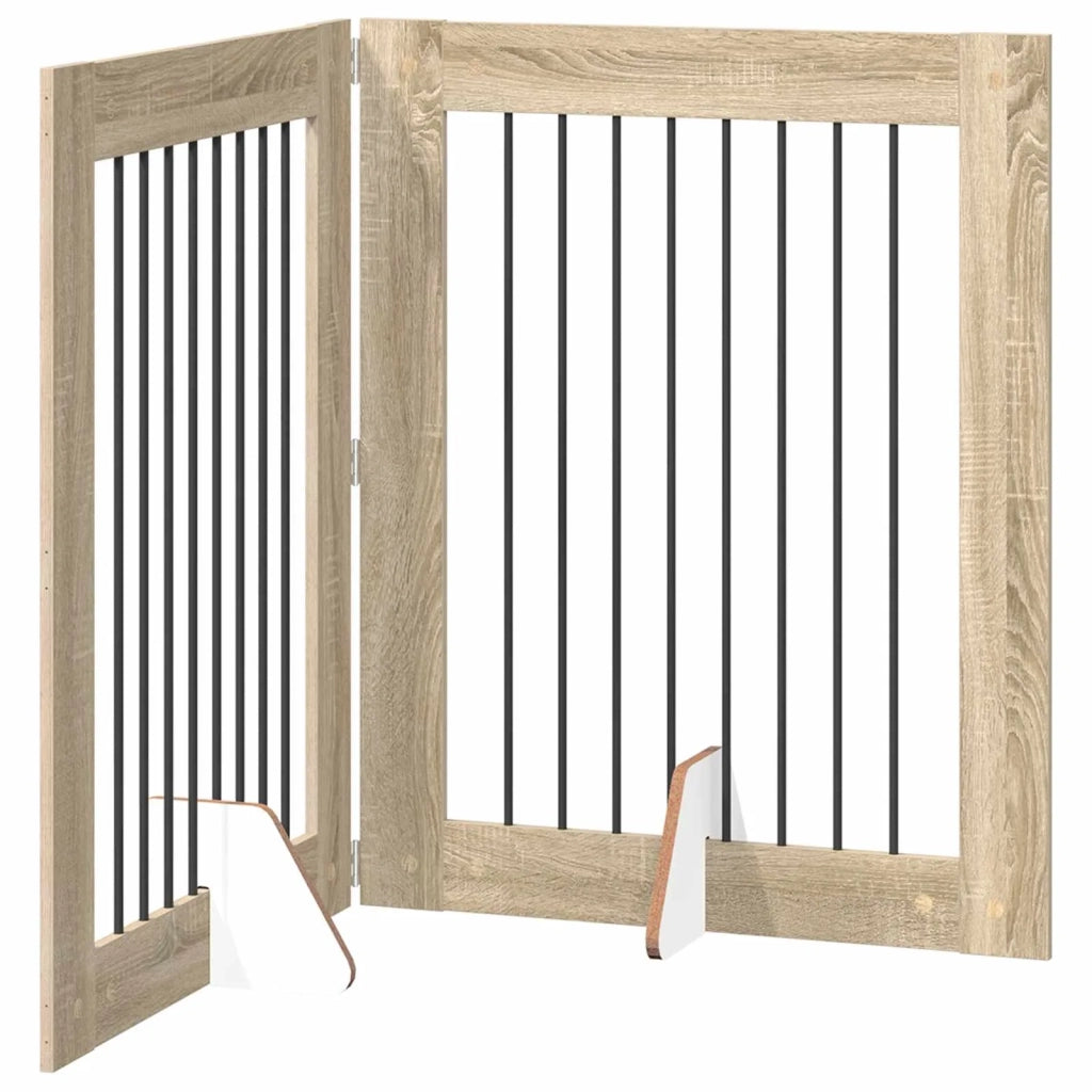 Cancello per cani pieghevole con supporti 2 pz Rovere Sonoma 892038