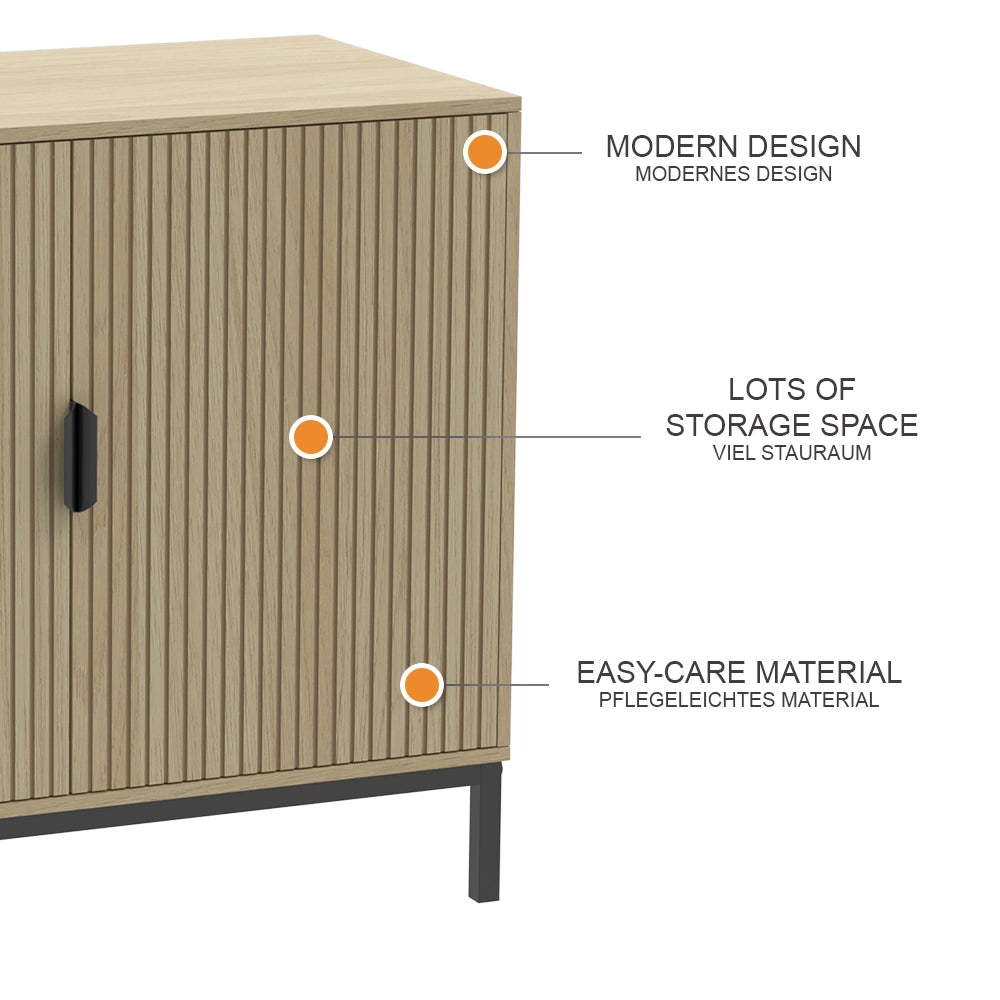 Vicco Cassettiera Rovere 80 x 45 cm con 2 porte