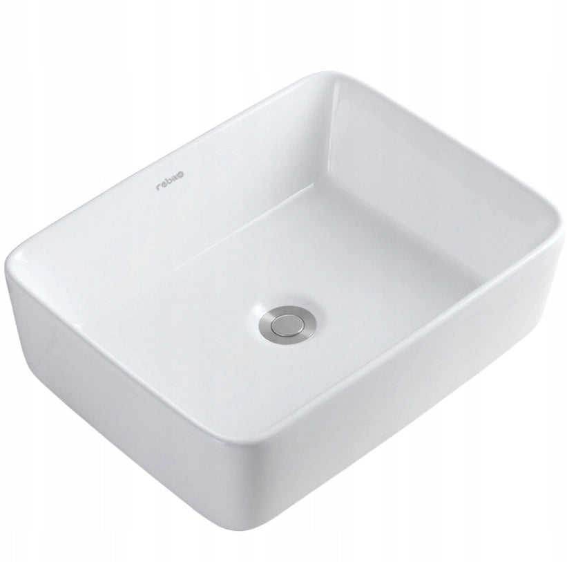 Lavabo da appoggio in ceramica, bianco, rettangolare, 49x38 cm