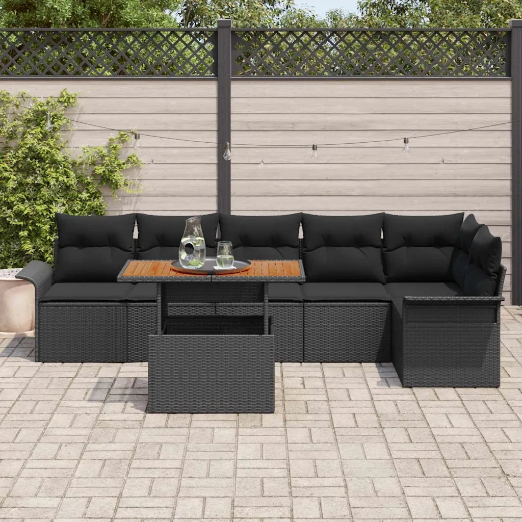 Set Divano da Giardino con archiviazione 7 pcs Nero Poly Rattan 3358081