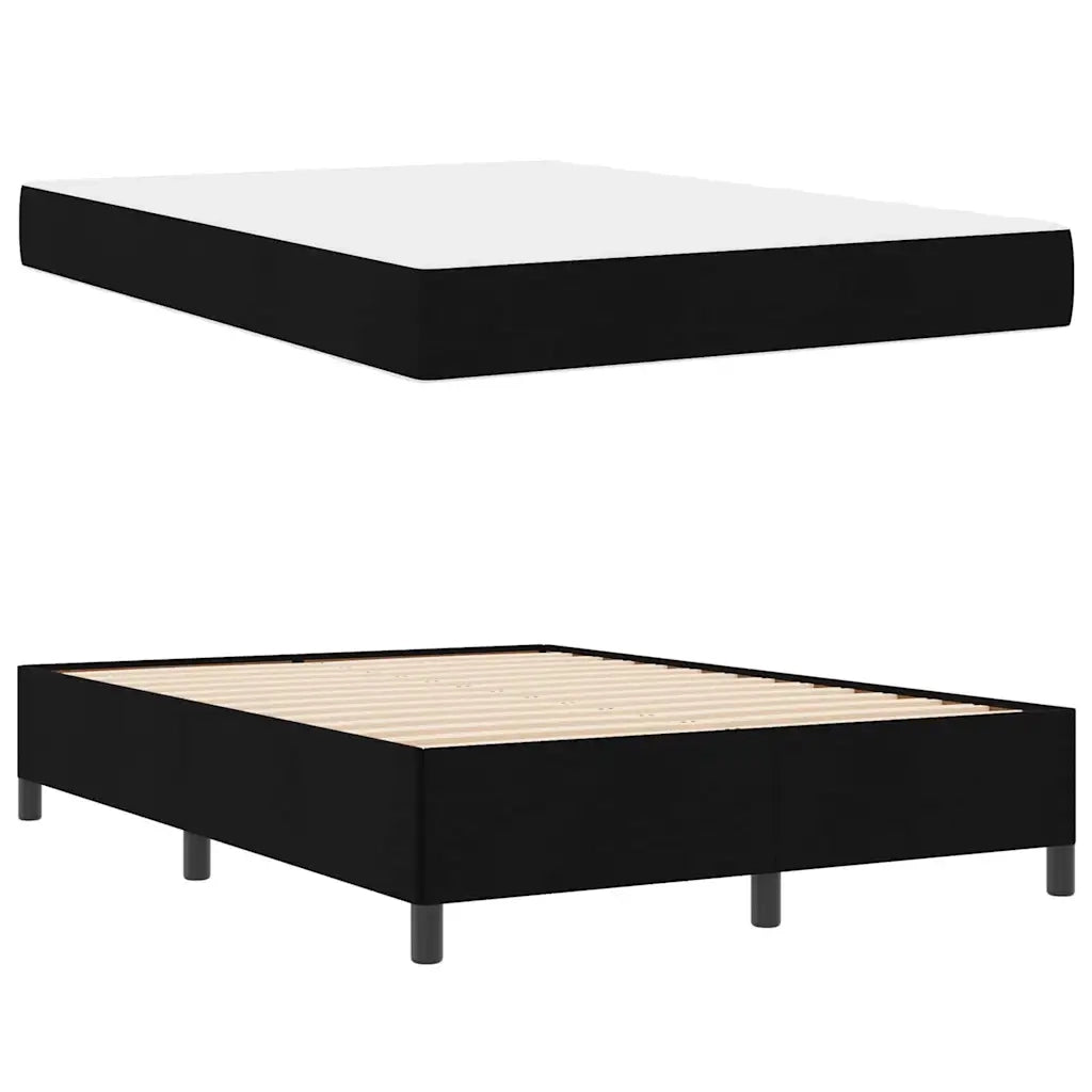 Letto a molle con materasso Nero 140 x 190 cm Tessuto