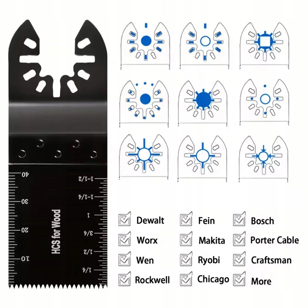 Set di Accessori MultiPro 24 per Multitool – 9 Lame HCS, 2 Raschietti, 2 Dischi Tungsteno | Compatibile con OIS