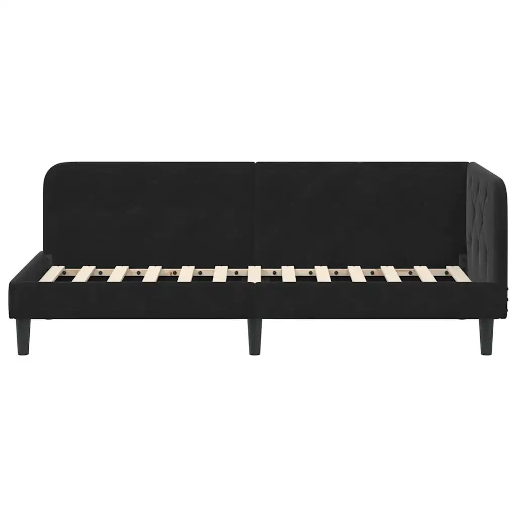 Cornice del letto ad angolo Nero 80 x 200 cm Velluto