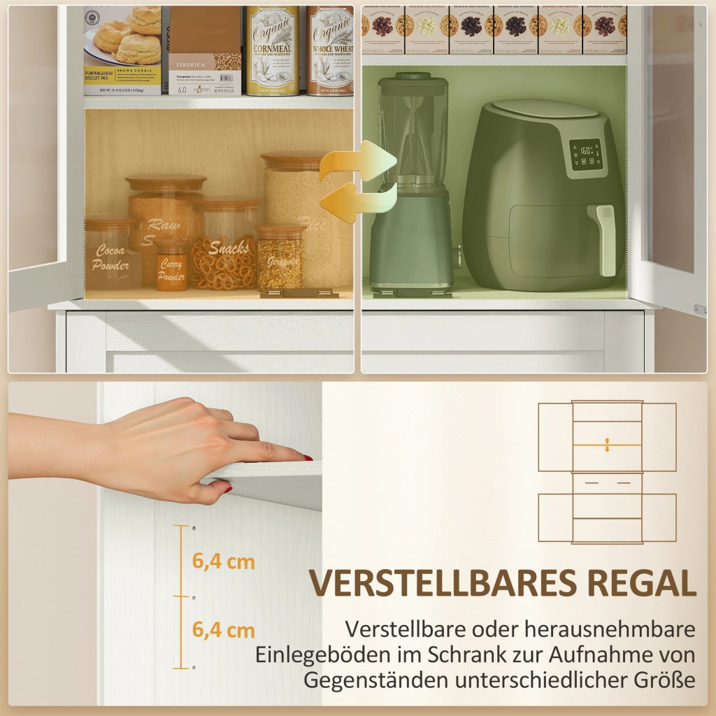 Mobile da cucina freestanding con ripiani regolabili e cassetto ¨C Xylo ¨C Bianco