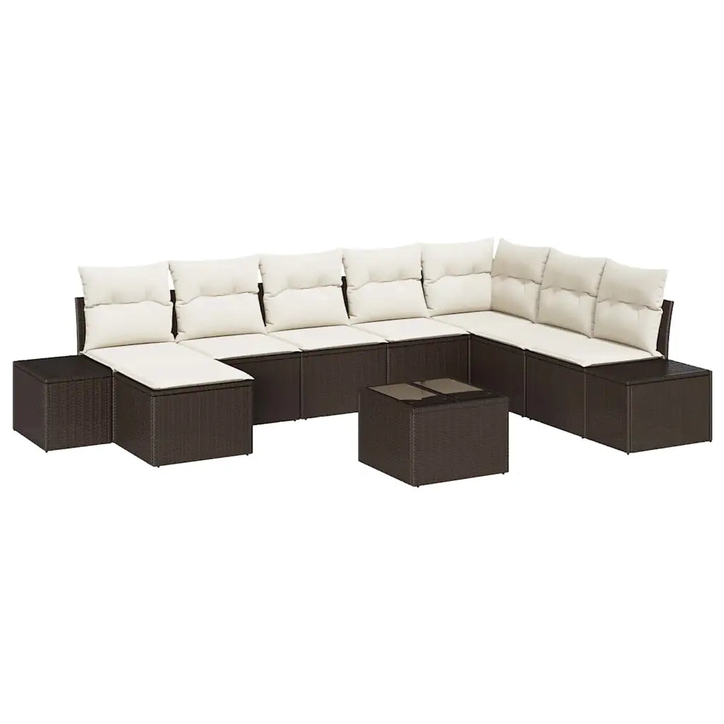 Set Divano da Giardino 8 pcs Marrone e Crema polyrattan