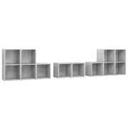 Set Mobile TV 8 pz | Armadietto TV | Mobile Porta TV Grigio Cemento in Legno Multistrato