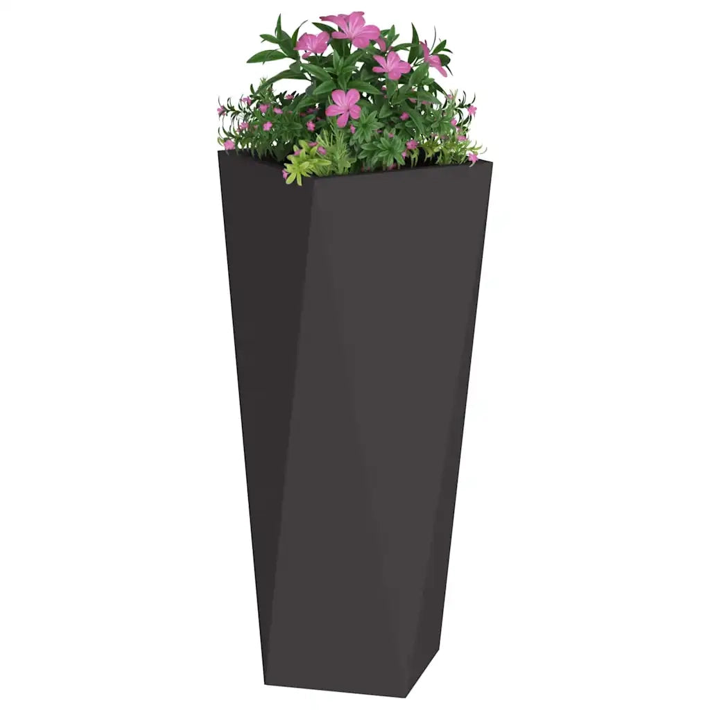 Fioriera 2 pz-Set di 2 Vaso-Contenitore per Piante Nero 30 x 30 x 75 cm Acciaio
