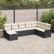Set Divano da Giardino con cuscino 8 pcs Nero Poly Rattan 3360258