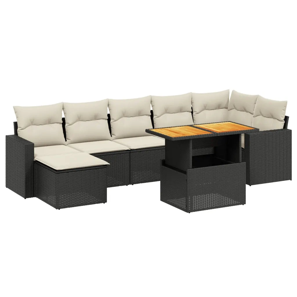 Set Divani da Giardino con Cuscini 8 pz Nero in Polyrattan