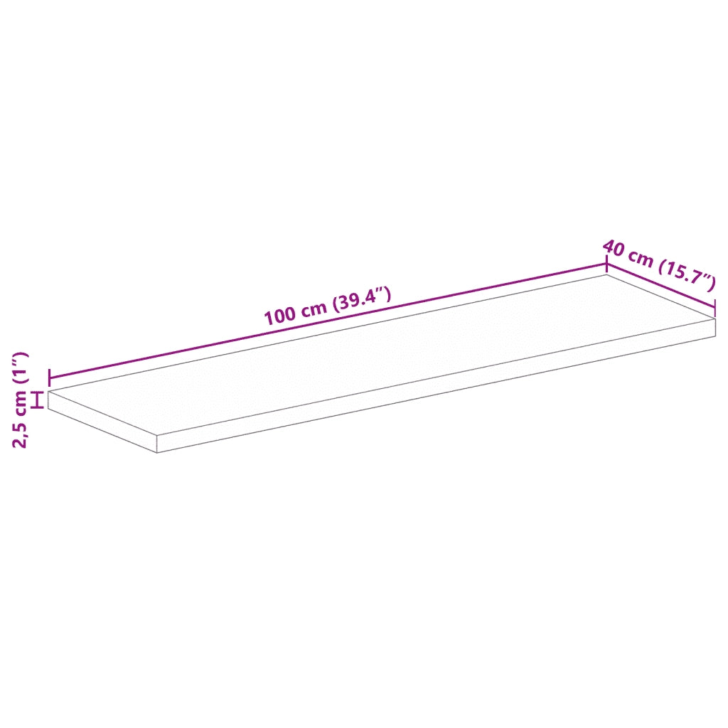 Piano per Tavolo 100x40x2,5cm Rettangolare Legno Massello Mango 371580