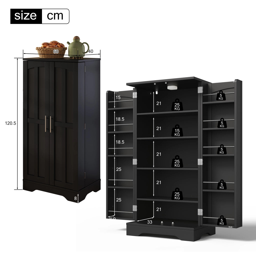 ARMADIO ALTO 120x60x40 cm in MDF Nero con luce LED