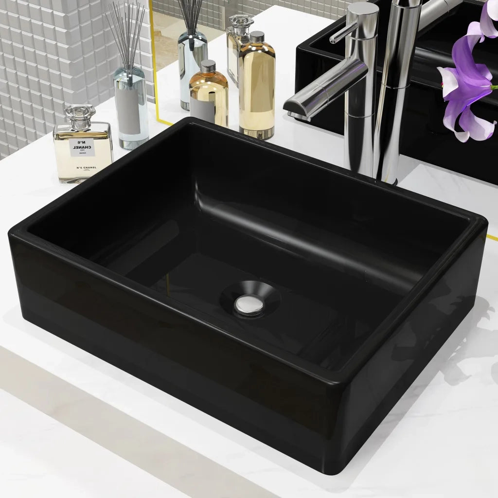 Lavandino Rettangolare in Ceramica Nero 41x30x12 cm CFW4931570
