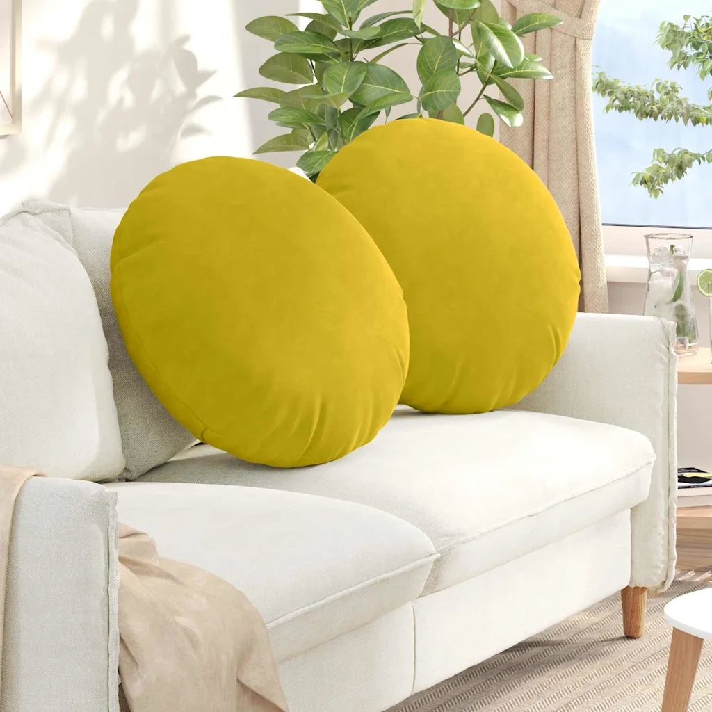 Cuscini per Seduta 2 pcs Giallo Ø60 x 21 cm Velluto 42014218
